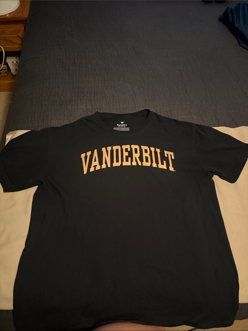 Fanatics Vanderbilt Black Crewneck T-Shirt with Gold Logo